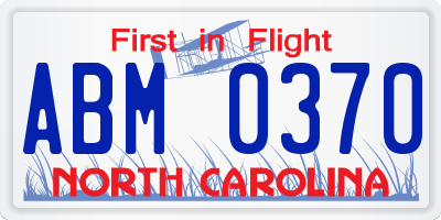 NC license plate ABM0370