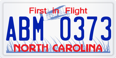 NC license plate ABM0373