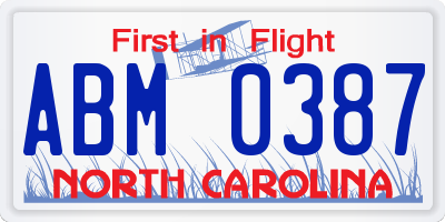 NC license plate ABM0387
