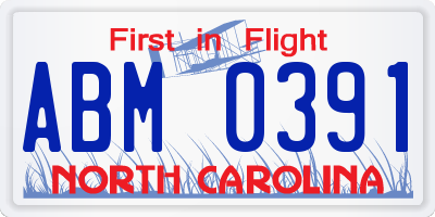 NC license plate ABM0391