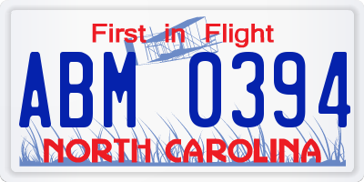 NC license plate ABM0394