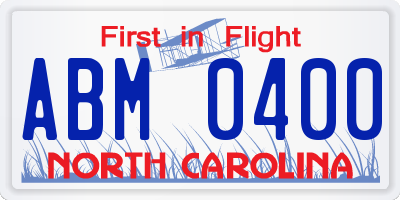 NC license plate ABM0400