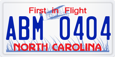 NC license plate ABM0404