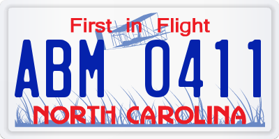 NC license plate ABM0411