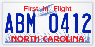 NC license plate ABM0412