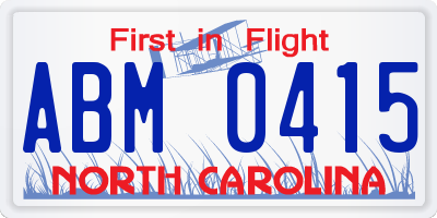 NC license plate ABM0415