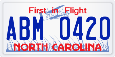 NC license plate ABM0420