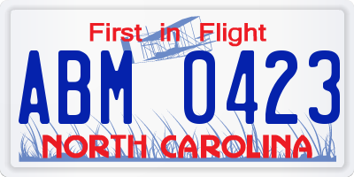 NC license plate ABM0423