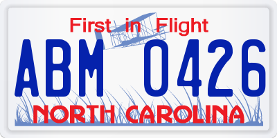 NC license plate ABM0426