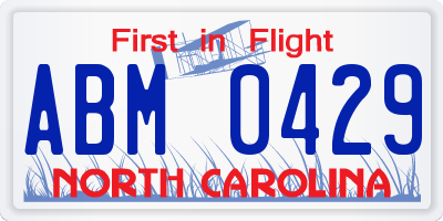 NC license plate ABM0429