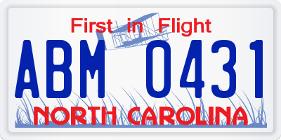 NC license plate ABM0431