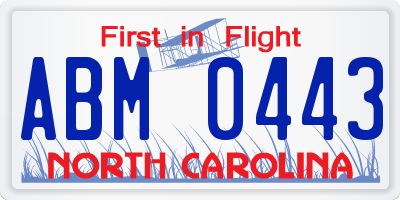 NC license plate ABM0443