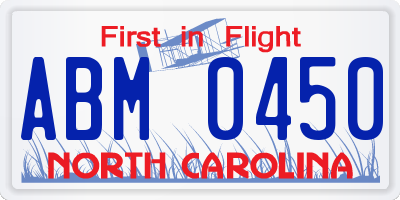 NC license plate ABM0450