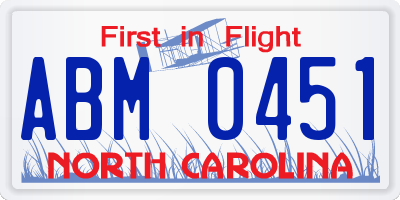 NC license plate ABM0451