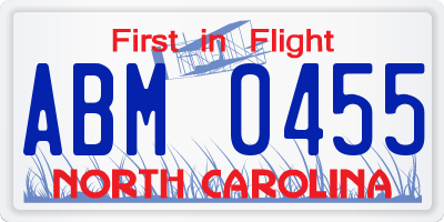 NC license plate ABM0455
