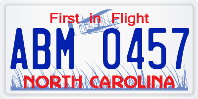 NC license plate ABM0457