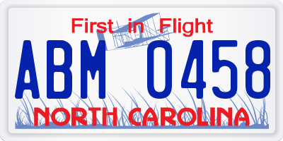 NC license plate ABM0458