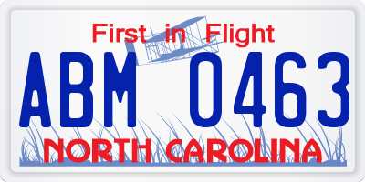 NC license plate ABM0463
