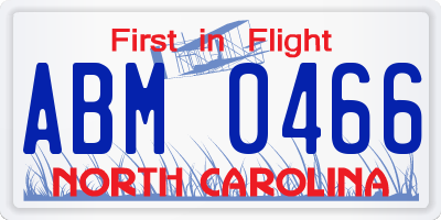 NC license plate ABM0466