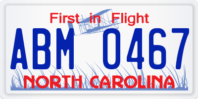 NC license plate ABM0467