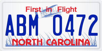 NC license plate ABM0472