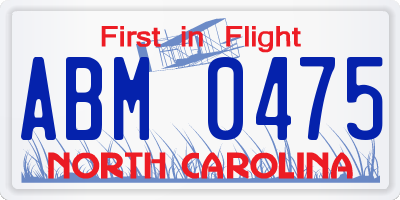 NC license plate ABM0475