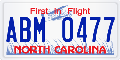 NC license plate ABM0477