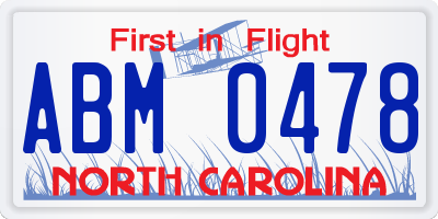NC license plate ABM0478