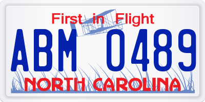 NC license plate ABM0489