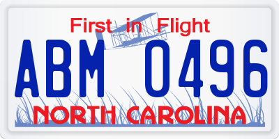 NC license plate ABM0496