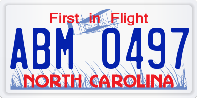 NC license plate ABM0497