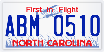 NC license plate ABM0510