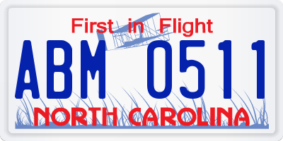 NC license plate ABM0511