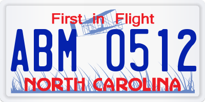 NC license plate ABM0512