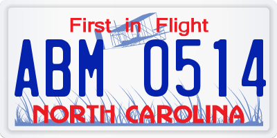 NC license plate ABM0514