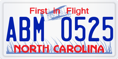 NC license plate ABM0525
