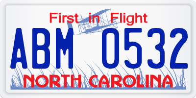 NC license plate ABM0532