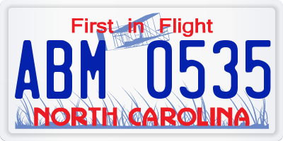NC license plate ABM0535