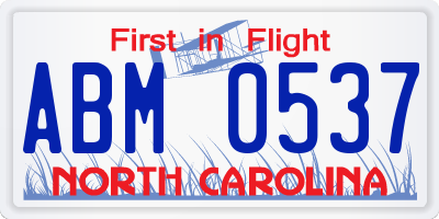 NC license plate ABM0537