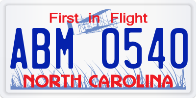 NC license plate ABM0540