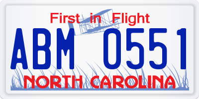 NC license plate ABM0551