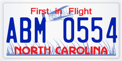 NC license plate ABM0554
