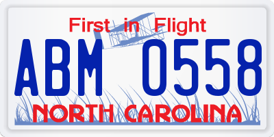NC license plate ABM0558