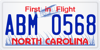 NC license plate ABM0568