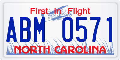 NC license plate ABM0571