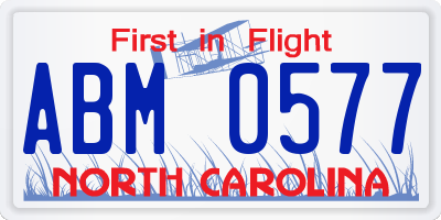 NC license plate ABM0577