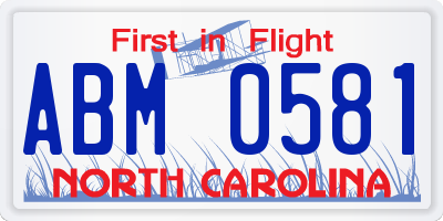 NC license plate ABM0581