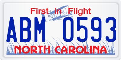 NC license plate ABM0593