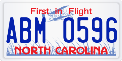 NC license plate ABM0596