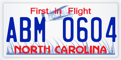 NC license plate ABM0604